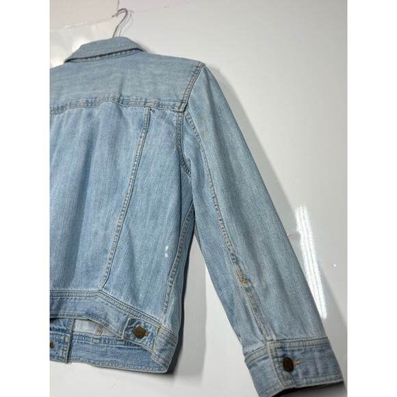 Ralph Lauren Distressed Denim Jean Jacket Short Preppy Casual Women's Size Large - Picture 10 of 11